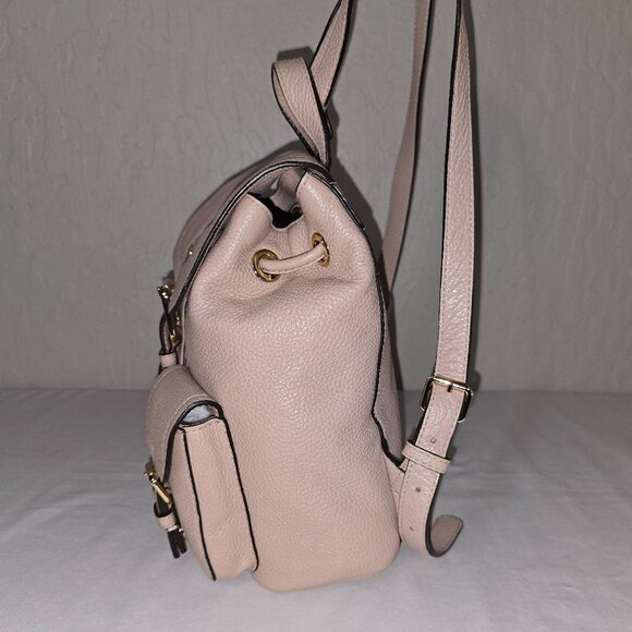 Michael Kors Susie Blush Pink Pebble Grain Leather Drawstring Flap Backpack - Picture 4 of 15